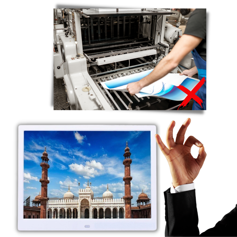 Moldura digital para fotos Sodial, quadro de exibição de imagens com tela touchscreen, design moderno e custo-benefício eficiente