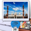 Quadro digital Sodial para fotos, tela touchscreen com moldura moderna, exibe imagens digitais em ambiente doméstico.