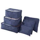 Conjunto de 6 pequenos sacos de viagem Follure Clothing para organização de bagagem, em azul escuro.