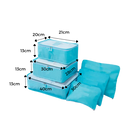 Conjunto de 6 pequenos sacos de viagem para mala, organizadores para bagagem da marca Follure Clothing, em diferentes tamanhos.