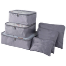 Conjunto de 6 pequenos sacos de viagem cinza da Follure Clothing para organização de bagagens em malas.