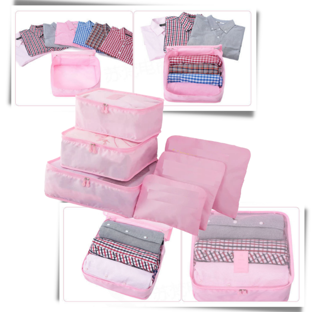 Conjunto de 6 pequenos sacos de viagem Follure Clothing para organização de roupas na mala.