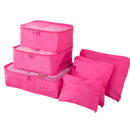 Conjunto de 6 pequenos sacos de viagem Follure Clothing para organização de bagagem, em cor vermelha.
