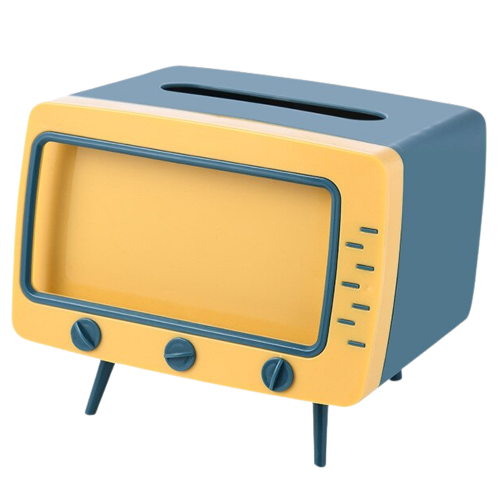 Dispenser de lenços com suporte para telefone Universal, utensílio de cozinha amarelo com espaço para celular.