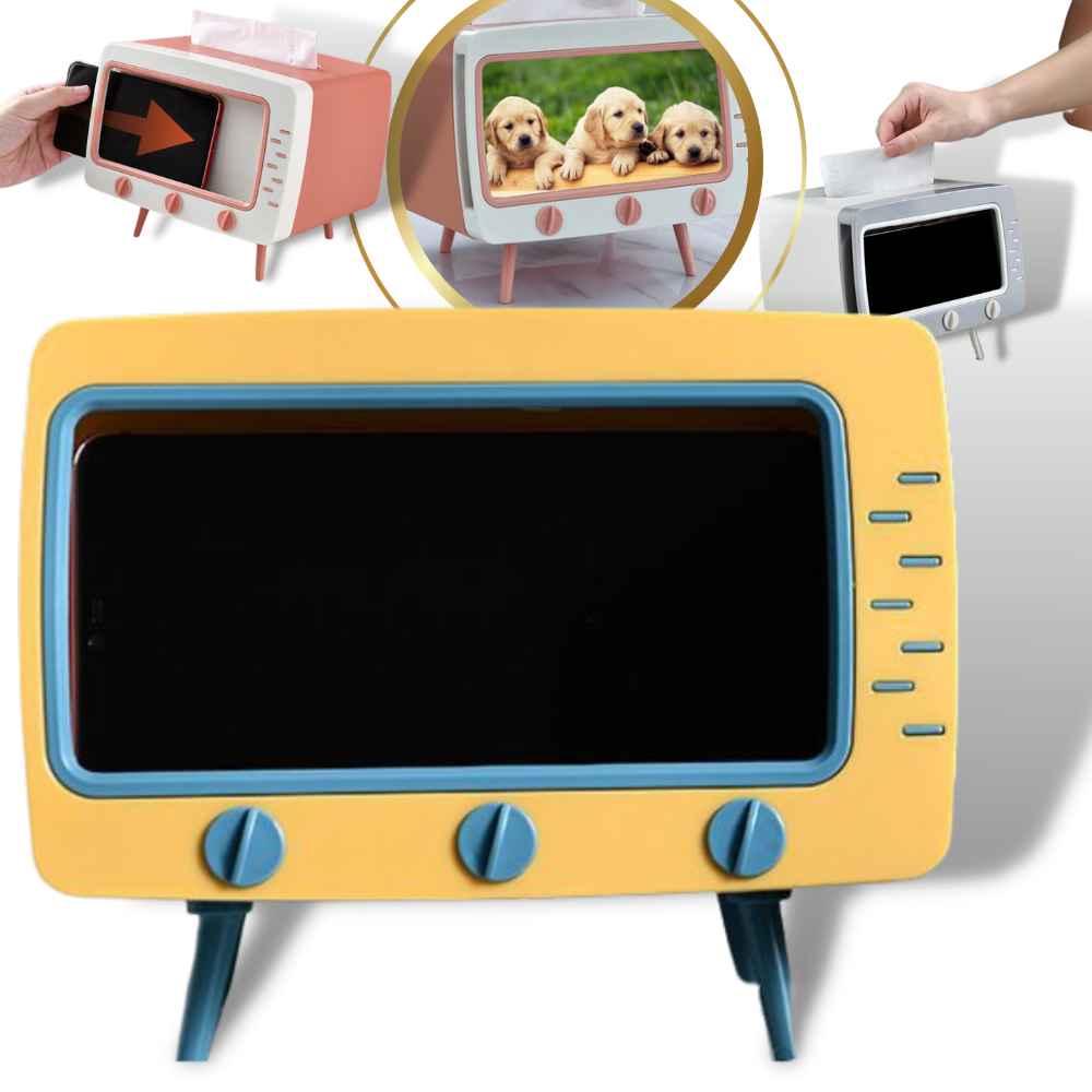 Distributeur de mouchoirs Universal avec support pour téléphone, en acier inoxydável, idéal pour la cuisine ou la salle de bain.