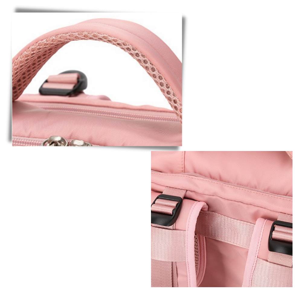 Mochila de viagem multifuncional Bjlfs, com alças acolchoadas e compartimentos espaçosos para uso externo.