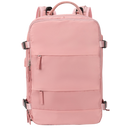Mochila de viagem multifuncional da Bjlfs, resistente para atividades ao ar livre, em rosa com detalhes práticos e espaço amplo.