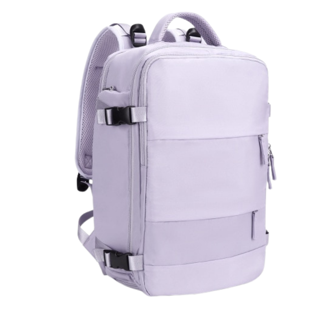 Mochila de viagem multifuncional Bjlfs na cor roxa, com compartimentos espaçosos e alças ajustáveis para uso ao ar livre.