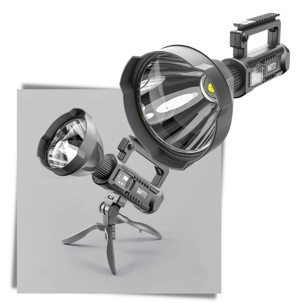 Lanterna de mão LED com tripé da Ktnajol, iluminação potente e portátil para atividades ao ar livre.