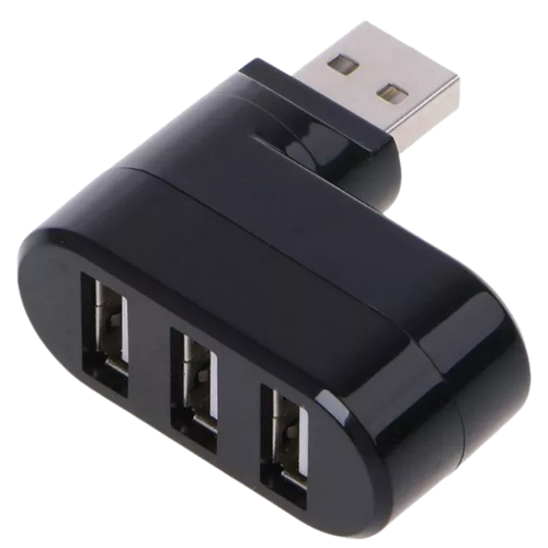 Adaptador rotativo USB multiport preto da Dongguan, com várias portas para conexão de dispositivos USB.