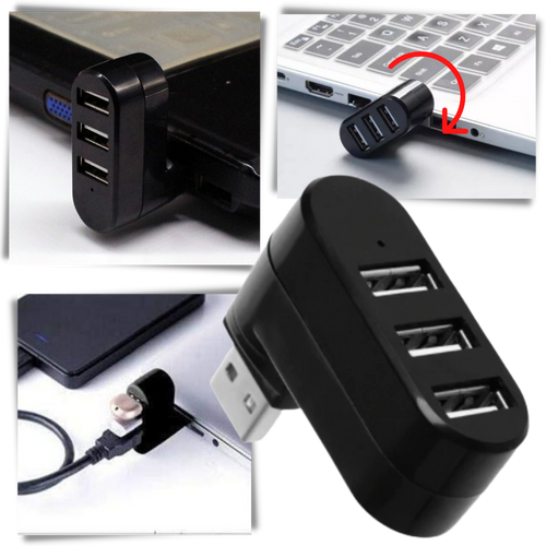 Adaptador rotativo USB multiport da Dongguan com várias portas para conexão de dispositivos USB.