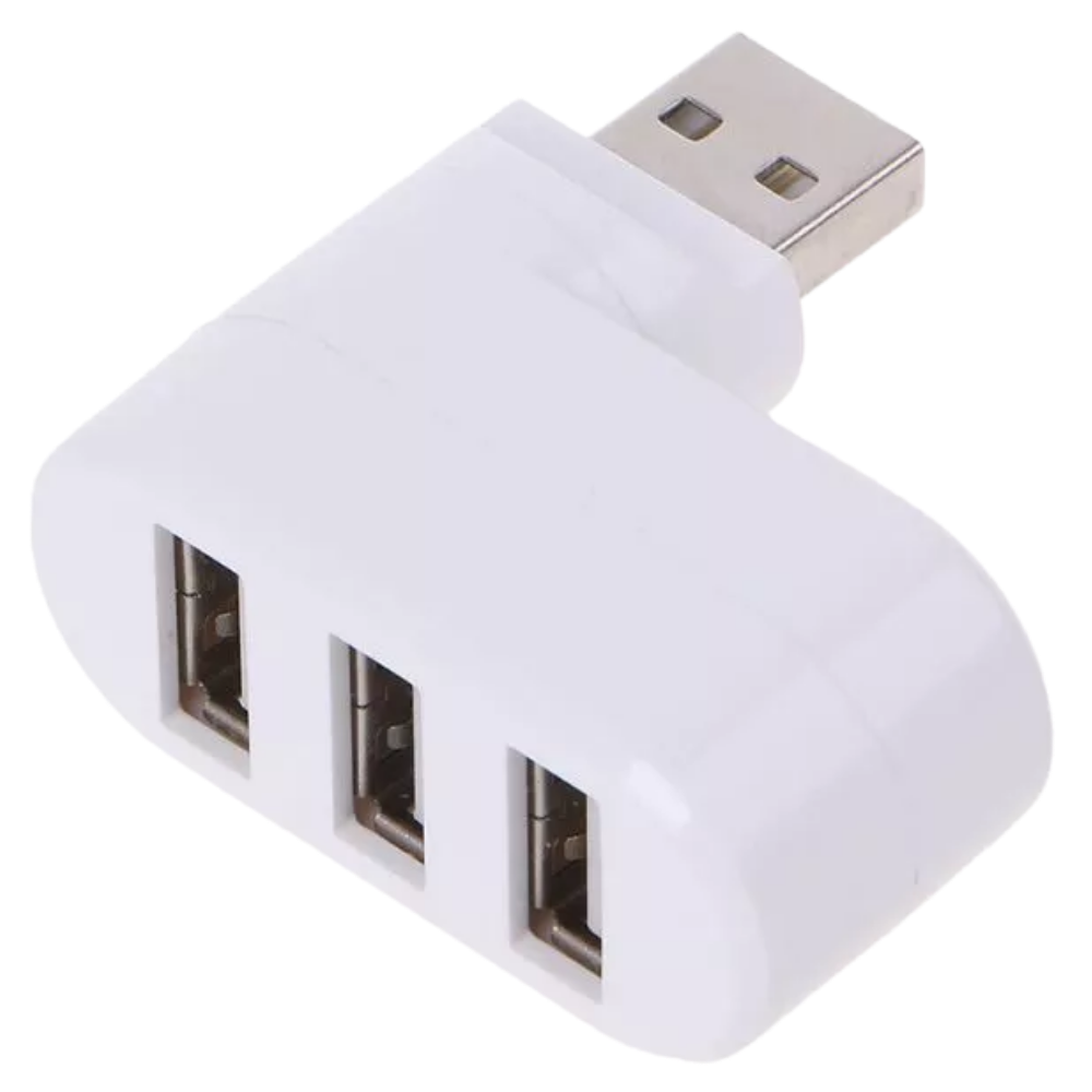 Adaptador rotativo USB multiport branco da Dongguan, com várias entradas USB para conexão fácil de dispositivos.