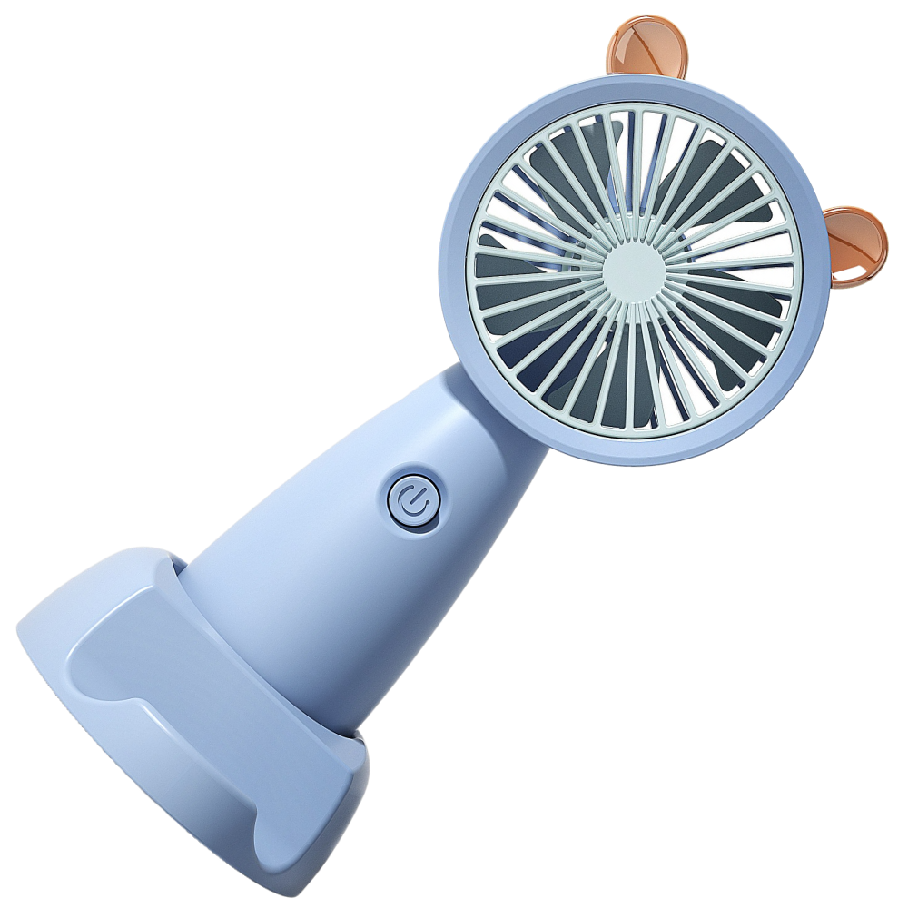 Mini ventilador USB com suporte para telefone Eastjing, ventilador portátil azul para uso em dispositivos móveis.