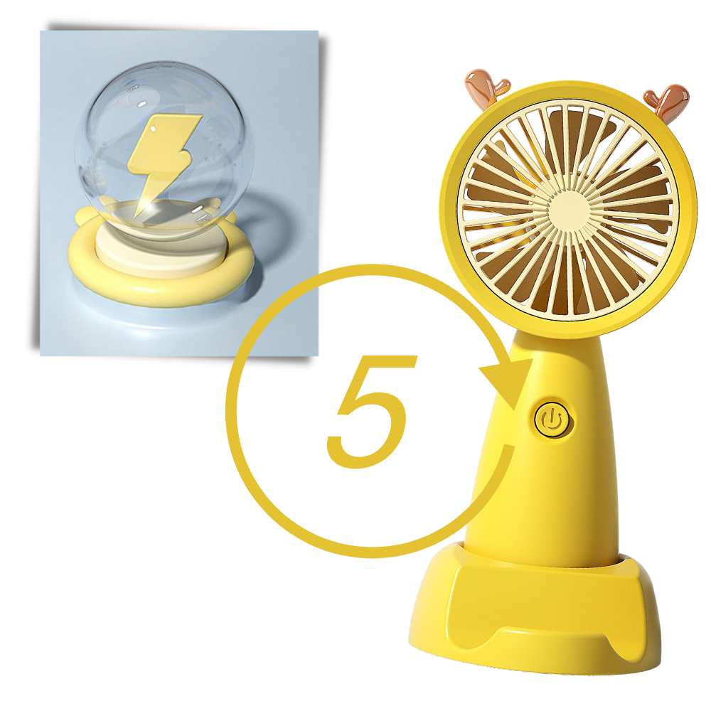 Mini ventilador USB Eastjing com suporte para telefone, portátil e com bateria de longa duração, ideal para resfriar e apoiar o celular.