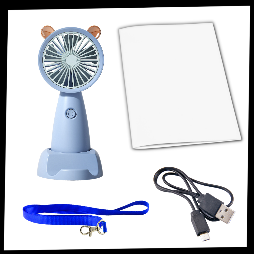 Mini ventilador USB Eastjing com suporte para telefone, portátil e compacto para resfriamento pessoal.