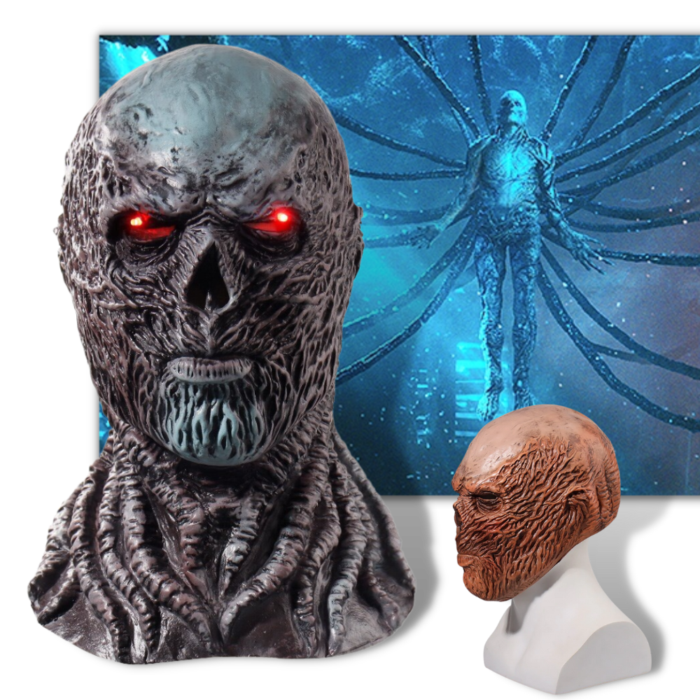 Máscara de látex Vecna da Belita, com detalhes assustadores e realistas, ideal para fantasia ou cosplay de horror.