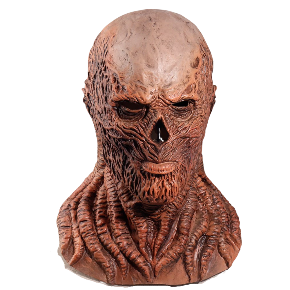 Máscara de látex Vecna da Belita, máscara de personagem com detalhes em bege, sem iluminação LED, ideal para cosplay e fantasia.