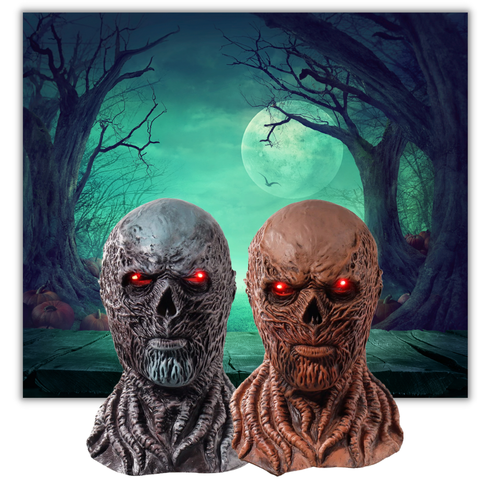 Máscara de látex Vecna da Belita, com detalhes assustadores, ideal para fantasias de Halloween.
