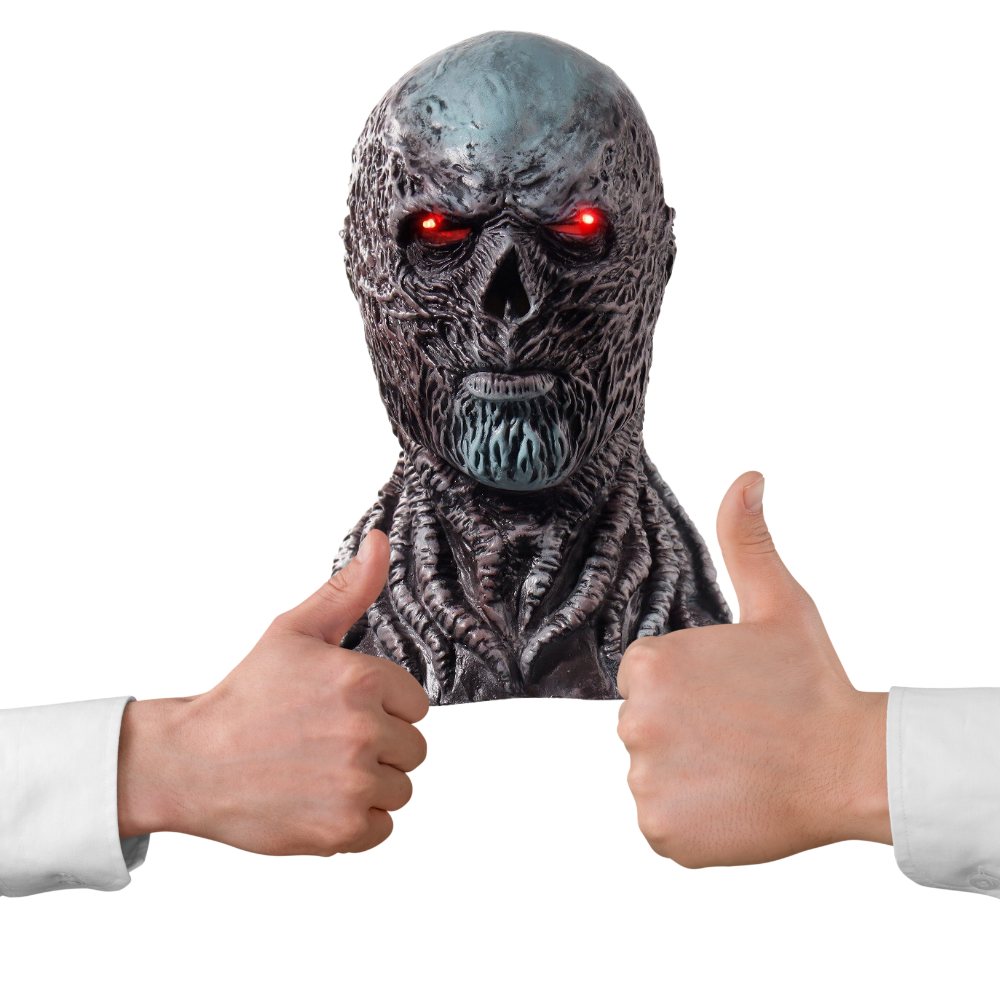 Máscara de látex Vecna da Belita, máscara detalhada de personagem assustador com acabamento realista, ideal para fantasia e cosplay.