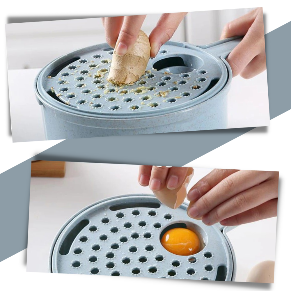 Coupe-légumes 8-en-1 da Fancyqube, utensílios de cozinha com lâminas ajustáveis para cortar e fatiar alimentos facilmente.