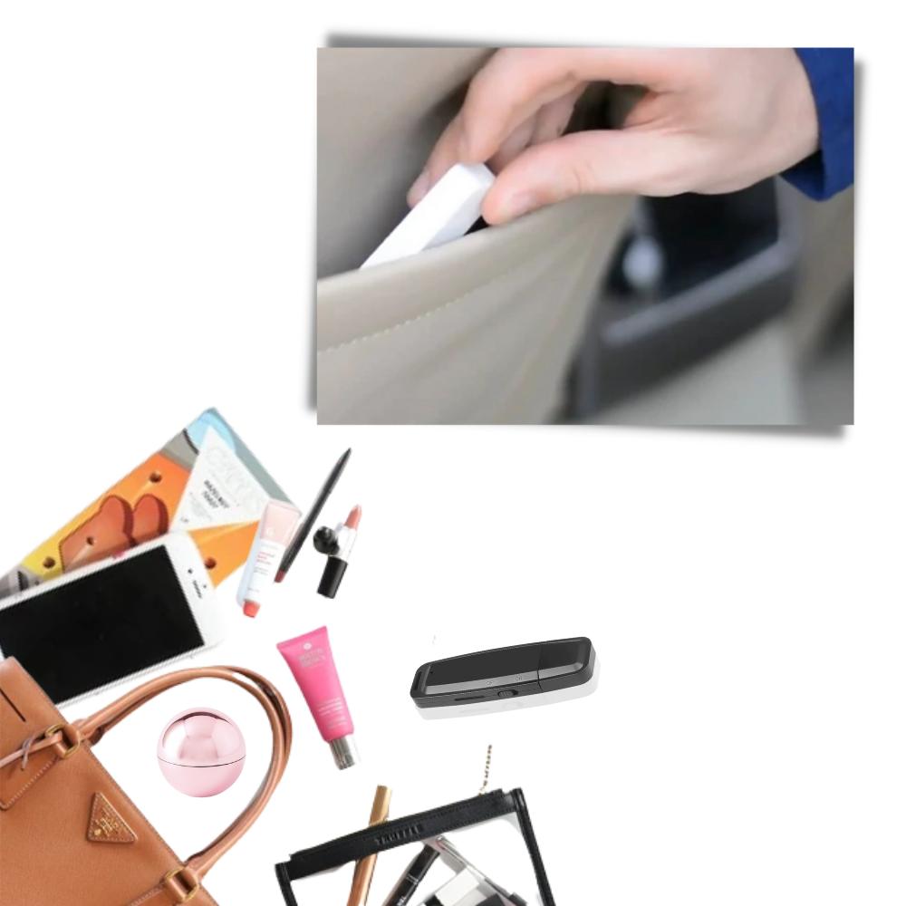 Gravador de voz USB compacto da marca Generic, dispositivo portátil para gravações de áudio com botões de controle.