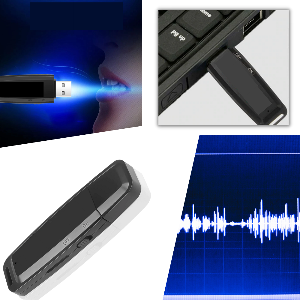 Gravação de áudio com enregistreur vocal USB da marca Generic, dispositivo portátil para capturar áudio facilmente
