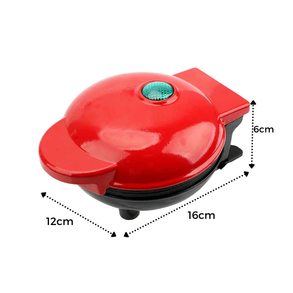 Mini gaufrier Xuanchi para cozinha e pâtisserie, mostra a superfície aquecida e moldada para fazer waffles pequenos.