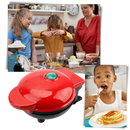 Mini gaufrier Xuanchi para cozinha e pâtisserie, com ingredientes criativos para fazer waffles divertidos com crianças.