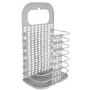 Cesto de roupa de parede plegável em plástico cinza, ideal para produtos de lavanderia, marca Elsa.