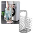 Cesto de roupa de parede dobrável em plástico branco da Elsa, ideal para produtos de lavanderia, com design compacto e portátil.