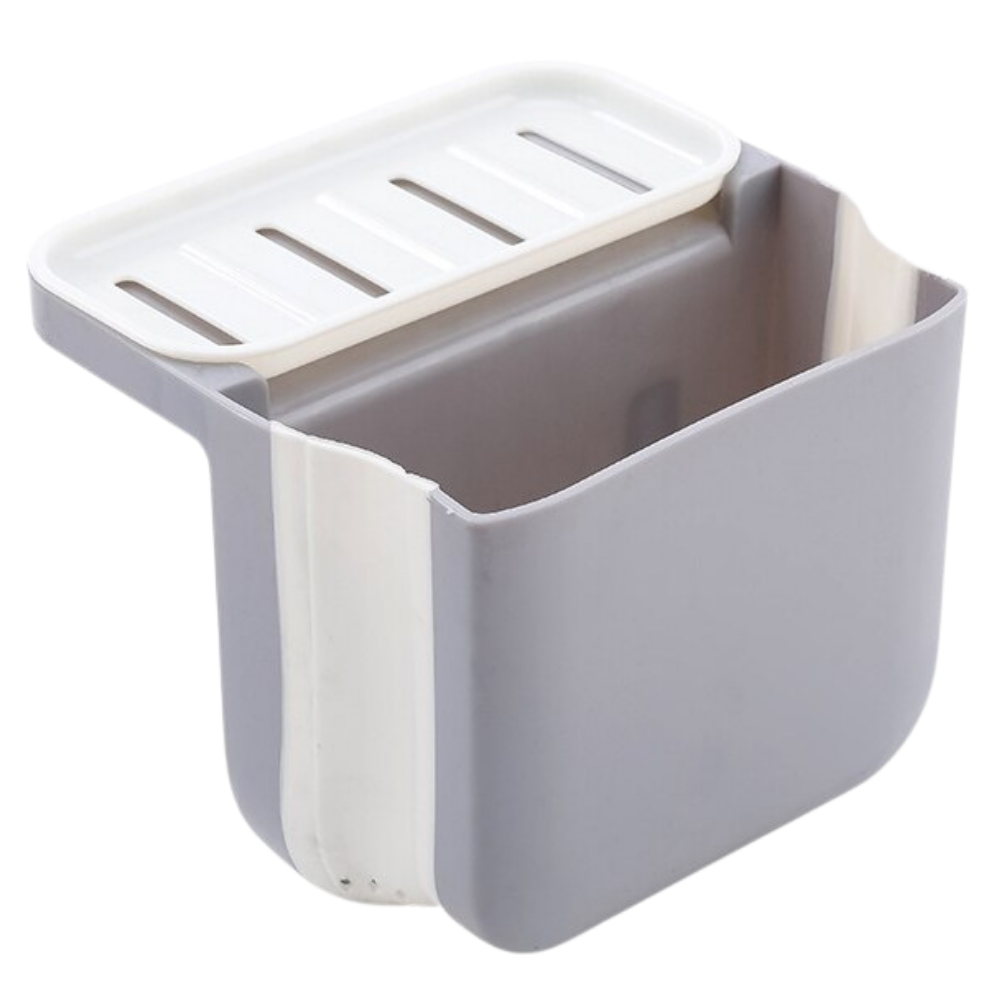 Filtro de resíduos e suporte de esponja Pakewalm em cinza, utensílios de cozinha para organizar pia e facilitar limpeza.