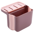 Filtro de resíduos e suporte de esponja Pakewalm para utensílios de cozinha, com suporte rosa e área para descarte de resíduos.