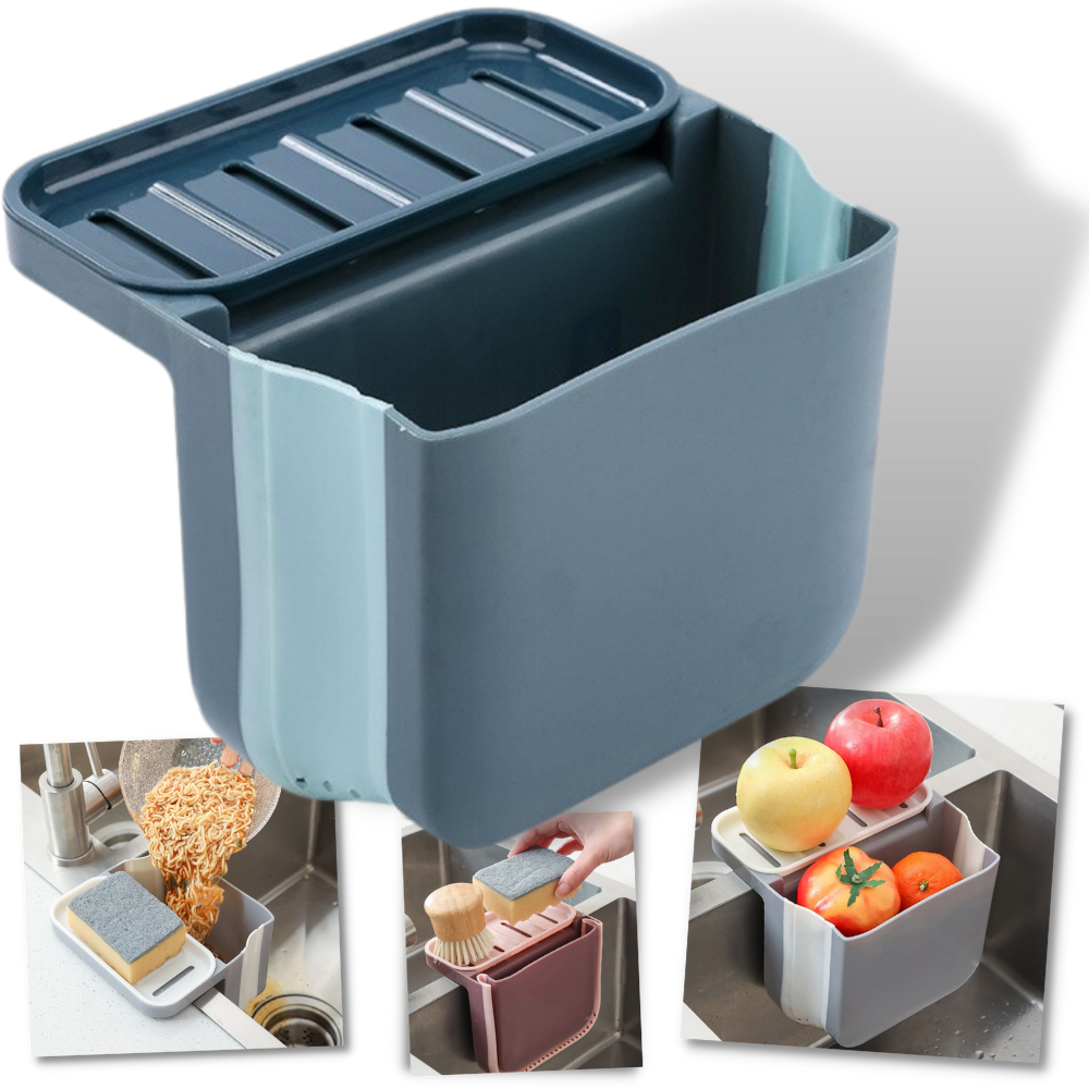 Filtro de resíduos e suporte de esponja Pakewalm para utensílios de cozinha, com design prático e funcional.