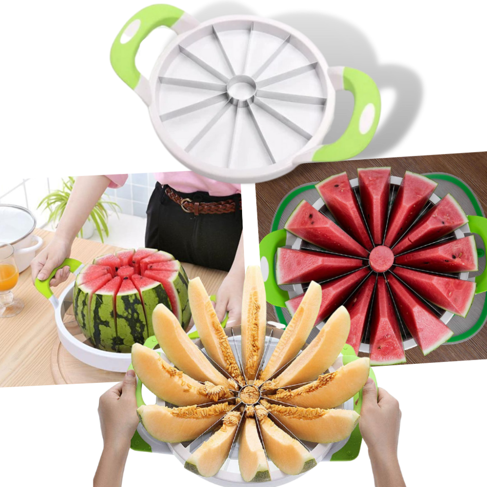 Afiador de melancia e frutas da marca 7Techmall, utensílio de cozinha para cortar e servir frutas de forma prática e eficiente.