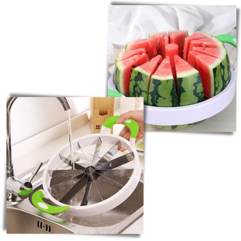 Cortador de melancia e frutas da 7Techmall para facilitar o corte e preparo de frutas frescas na cozinha.