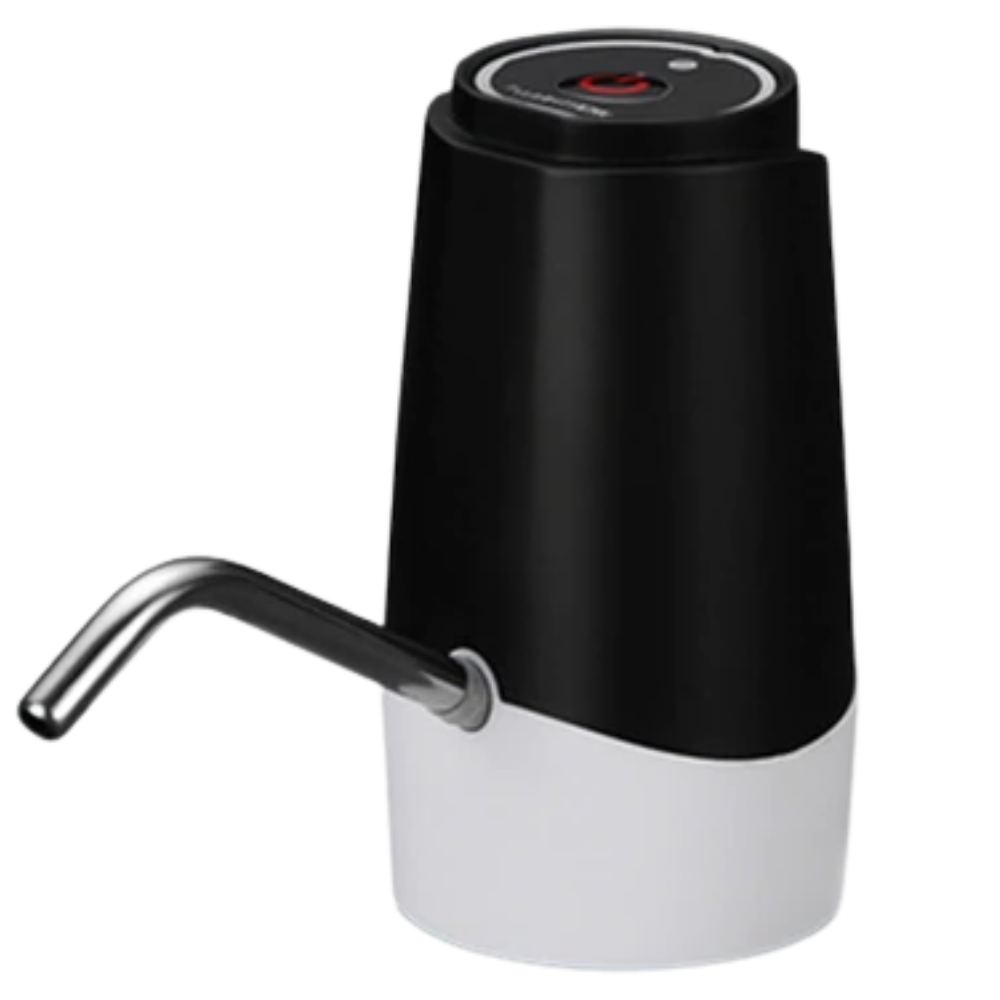 Bomba elétrica de água Danjastic preta, distribuidora e filtradora de água, com design compacto e funcional.