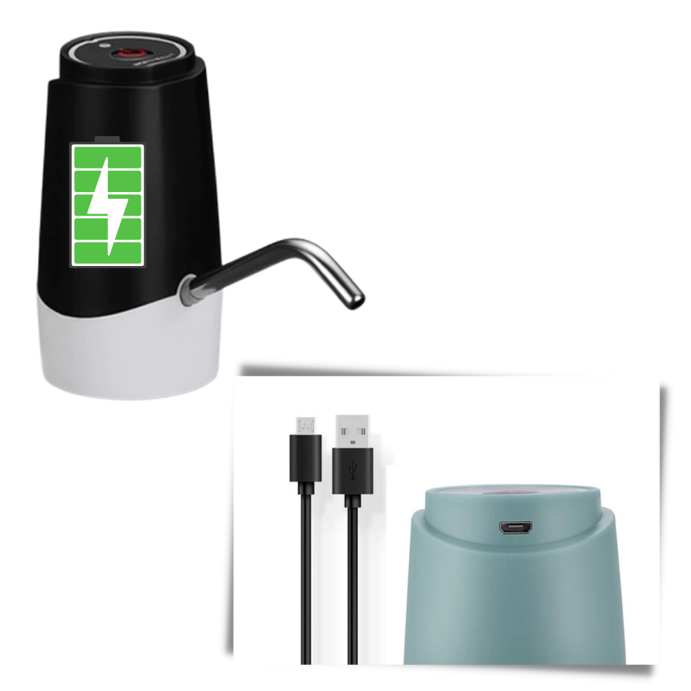 Bomba elétrica distribuída de água Danjastic, portátil e recarregável, ideal para distribuição e filtragem de água.