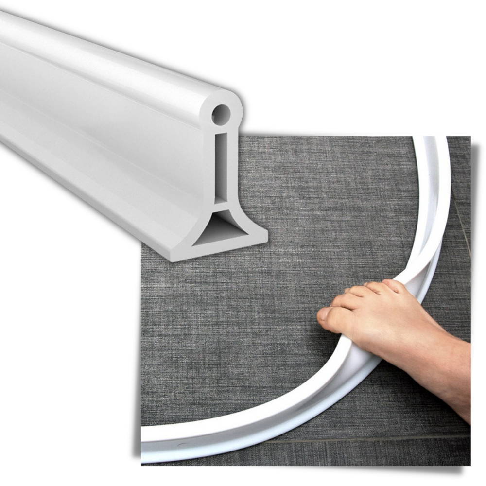 Faixa de silicone para vedação de água, acessório de banheiro da marca Sufanic, mostrando a tira flexível para vedação eficiente