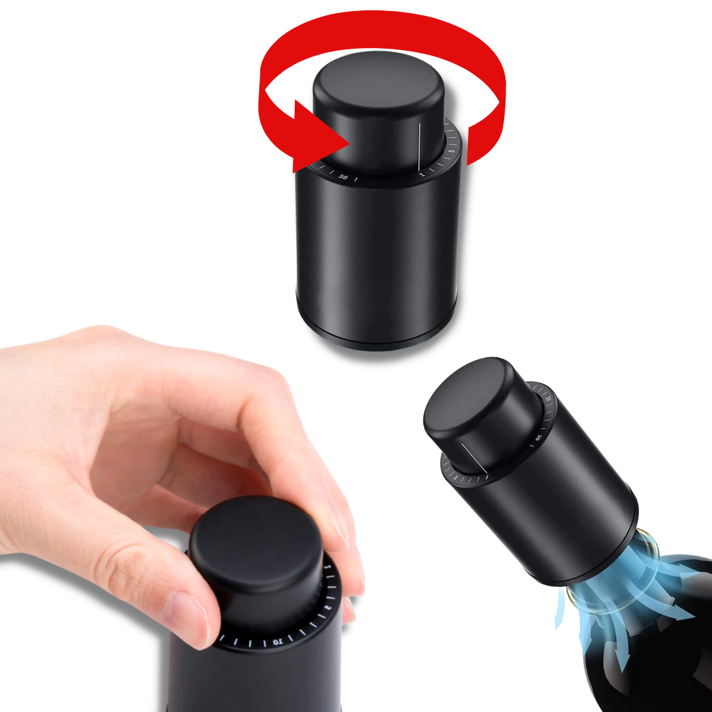 Tampador de ar para garrafas de vinho da marca Cusimax, acessório de bar para vedar e preservar o vinho.