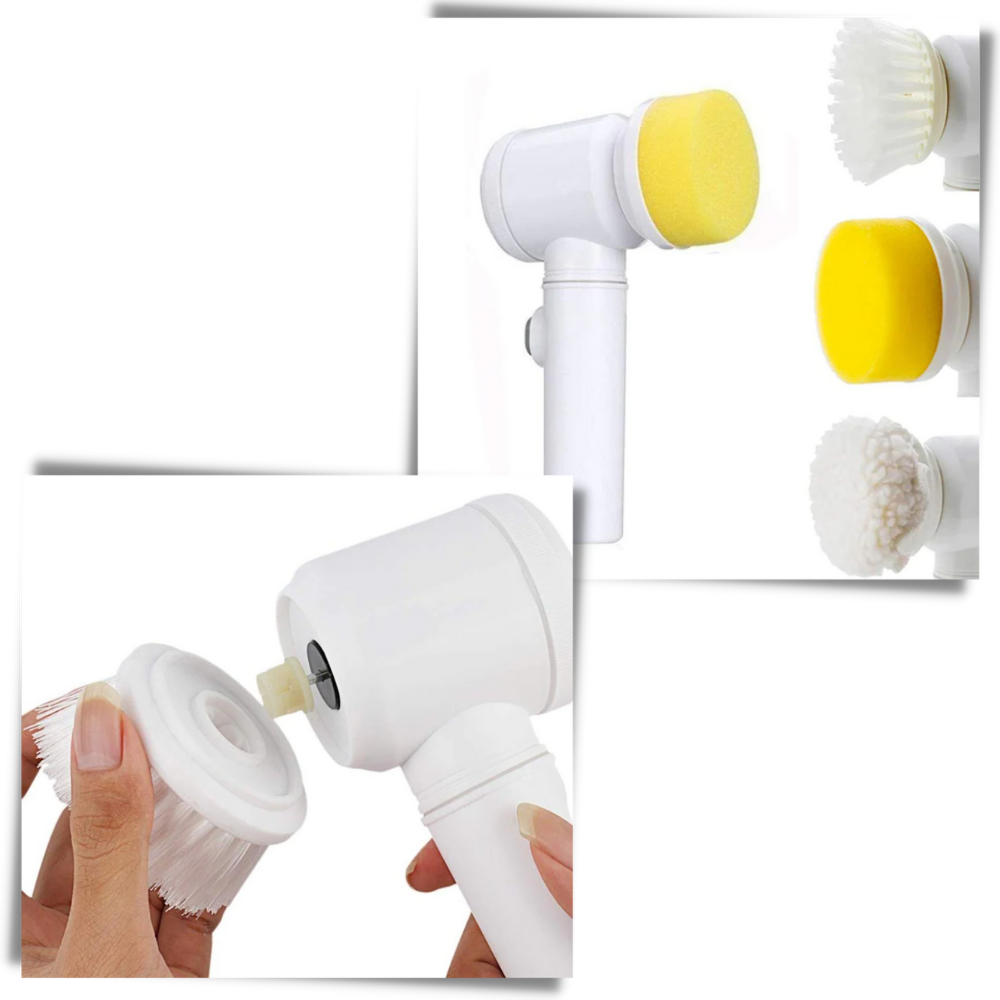 Escova de limpeza elétrica Kulashi com cabeça intercambiável, ideal para limpeza doméstica eficiente e prática.