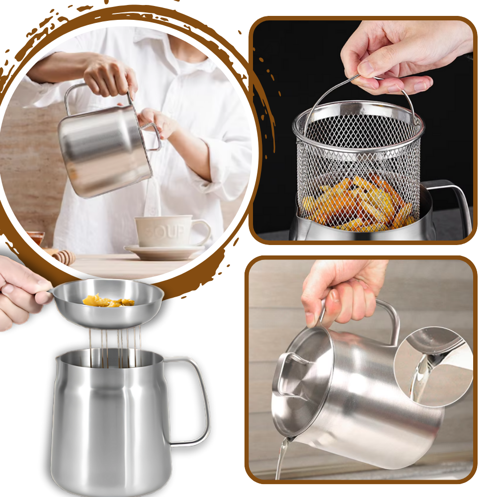 Panela de fritura em aço inoxidável 2 em 1 da Loviver, eletrodoméstico de cozinha para fritar e cozinhar com facilidade.