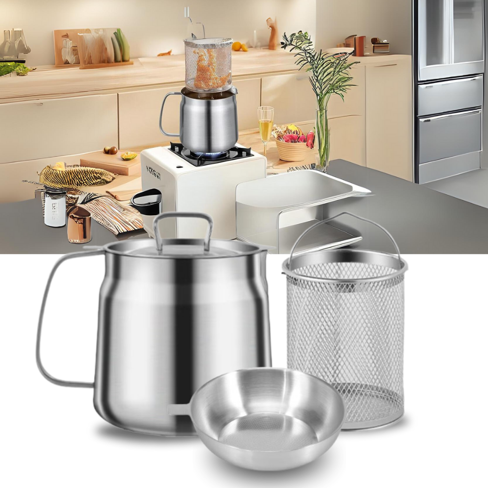Panela de fritura em aço inoxidável 2 em 1 da Loviver, eletrodoméstico de cozinha com design resistente e funcionalidade dupla.