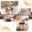 Panela elétrica de aço inoxidável 2 em 1 da Loviver para fritar e cozinhar, com design moderno e acabamento brilhante.