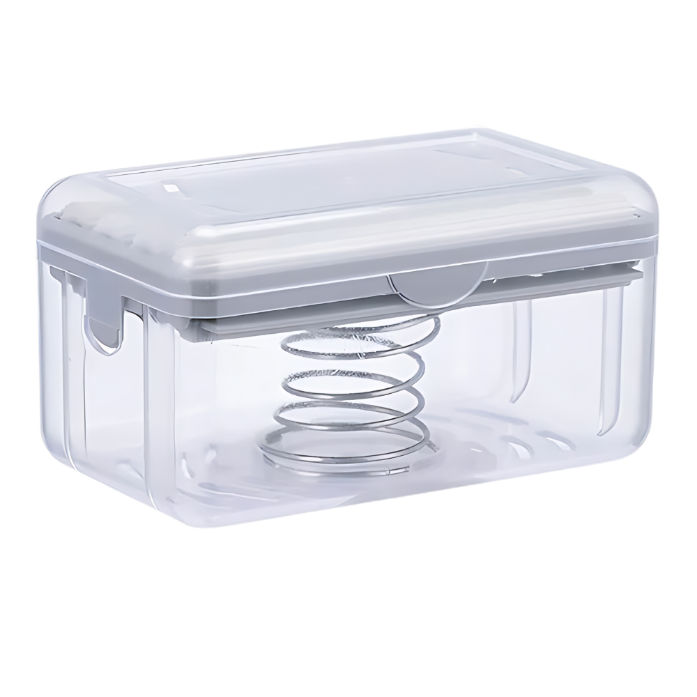 Distributeur de savon 2 en 1 Unique Bargains, gris, com compartimentos para sabonete e loção, design prático para banheiro ou cozinha.