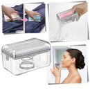 Distributeur 2 em 1 de sabonete e loção da Unique Bargains, mostrado em bancada com duas seções de dispenser.