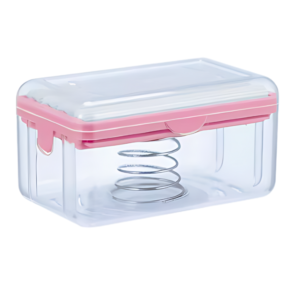 Distributeur de sabonete e loção 2 em 1 da Unique Bargains, cor rosa, com compartimentos visíveis para sabonete líquido e loção