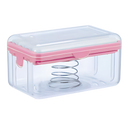 Distributeur de sabonete e loção 2 em 1 da Unique Bargains, cor rosa, com compartimentos visíveis para sabonete líquido e loção