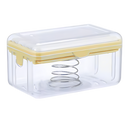 Distributeur de sabonete e loção 2 em 1 da Unique Bargains, amarelo, com duas tampas e compartimentos separados.