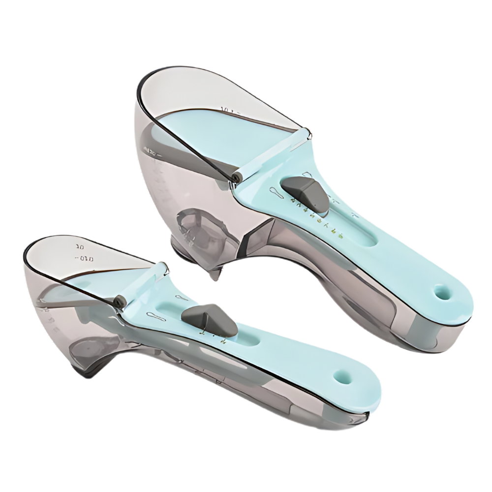 Coador ajustável 2 em 1 da Duztion, utensílio de cozinha com medidor removível e design prático para cozinhar.