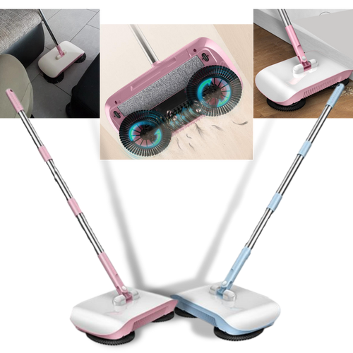 Soprador automático 2 em 1 da Jeashchat para limpeza doméstica, mostrando seu design compacto e recursos de varredura dupla.